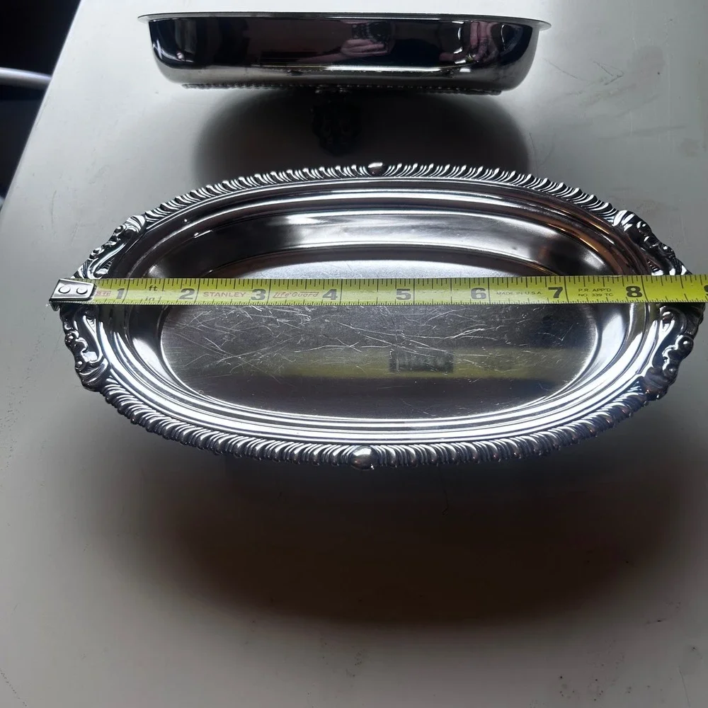 Vintage Sheridan Silverplate Footed Butter Dish Oval Lid Gadroon Lion Paw Feet